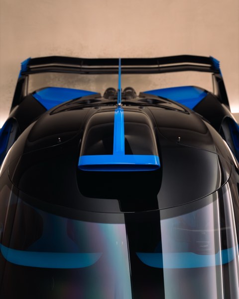 Bugatti Bolide top-down hood and roof detail
